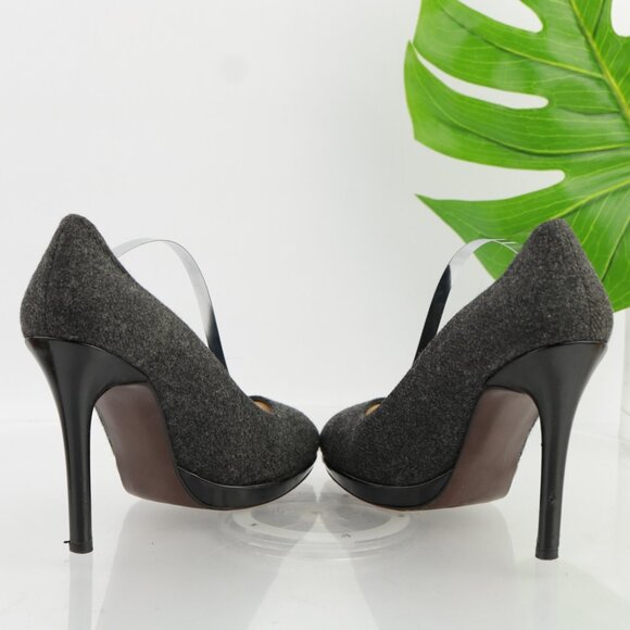 Stuart Weitzman Womens Pump Size 9 Gray Tweed Wool High Heel Slip On Dress Shoes - Picture 8 of 13